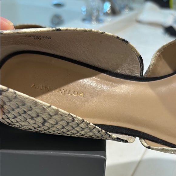 Ann Taylor My Kelti Cream and Black Snake Skin Shoes in size 9. EUC - Picture 4 of 10